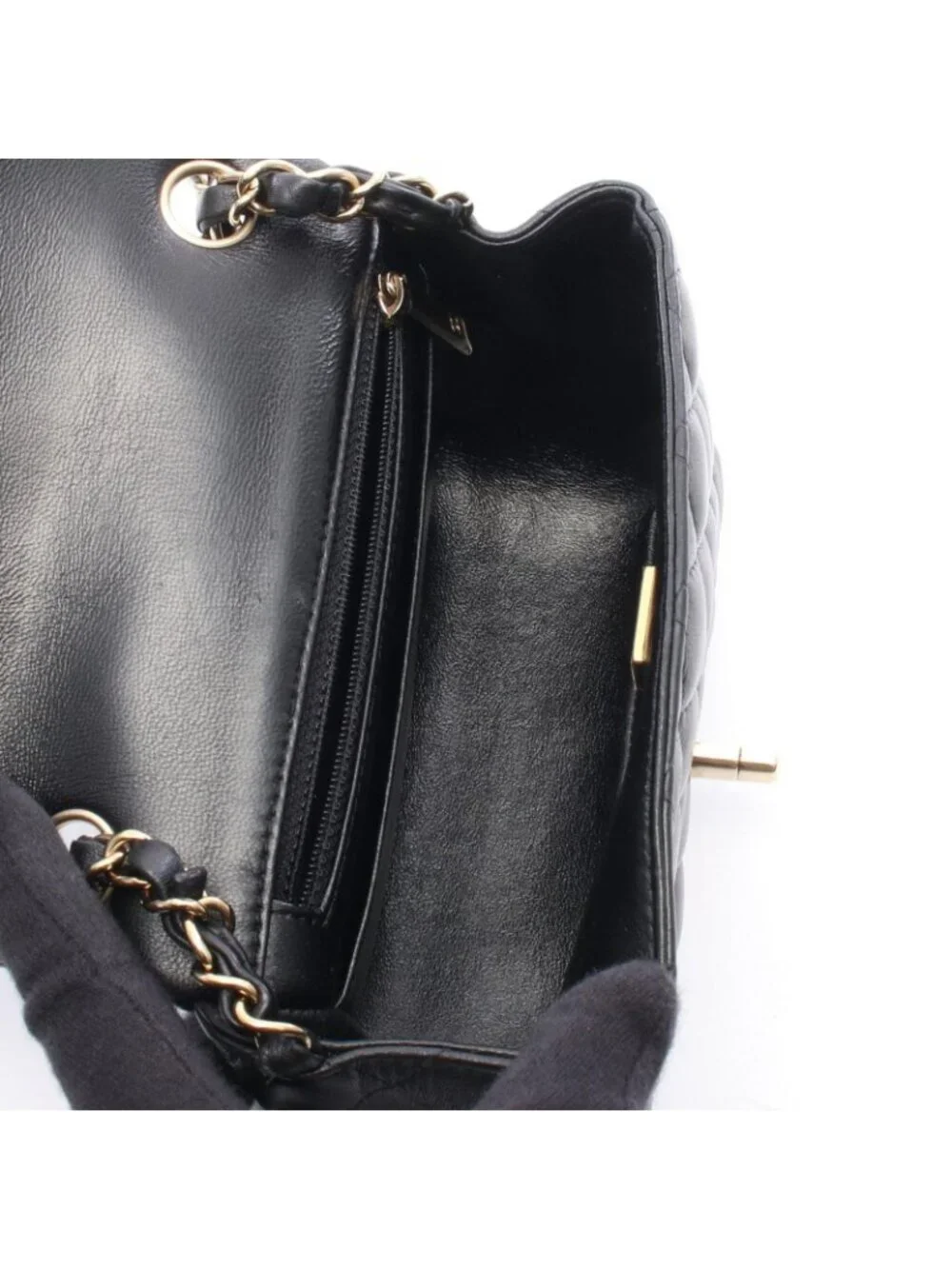 Chanel Shoulder Bag Mini Quilted Black Lambskin Chain